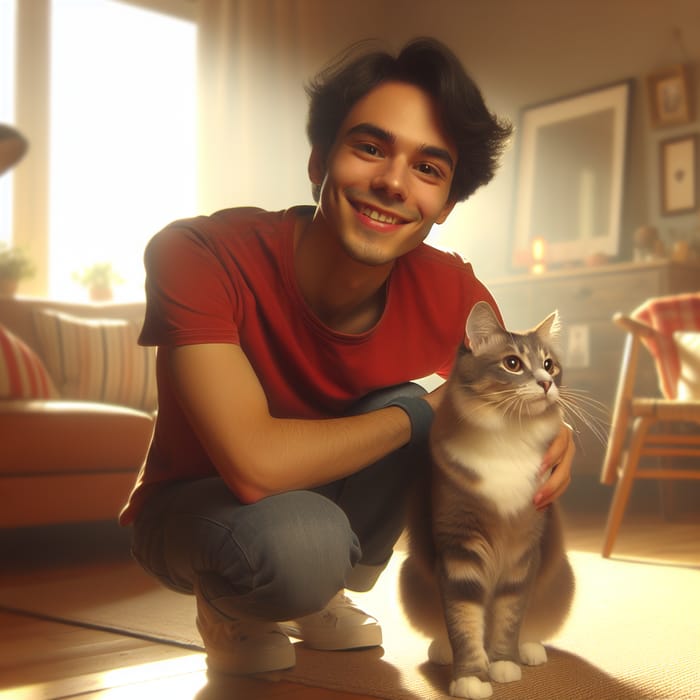 Yo y un Gato - Hispanic Individual with Cat Self-Portrait