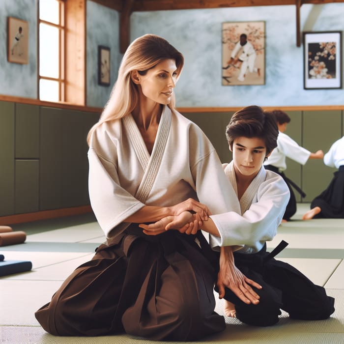 Aikido Lesson: Instructor & Student Mastering Kote Gaesi Move Aikido Lesson: Instructor & Student Mastering Kote Gaesi Move