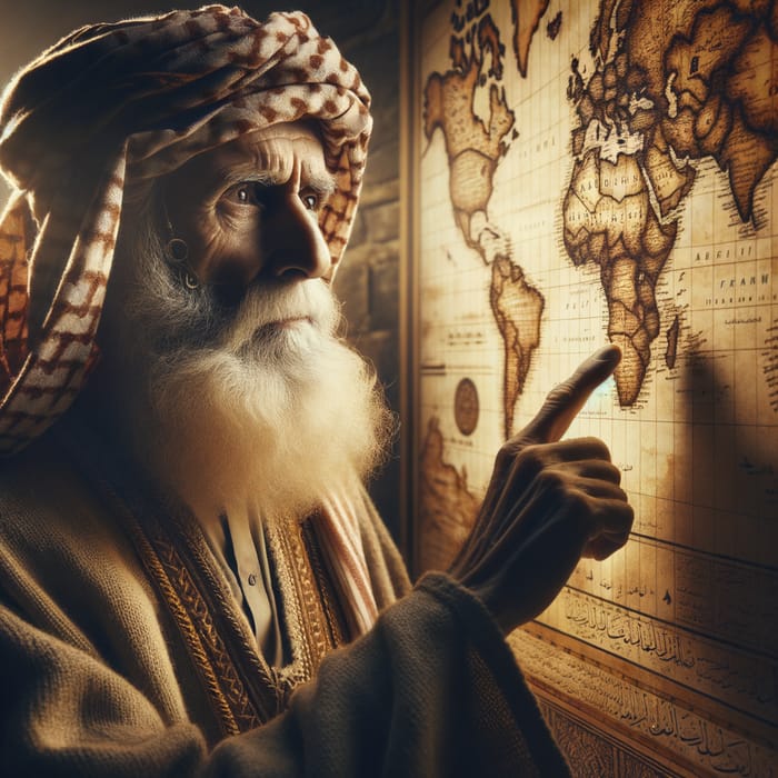 Traditional Arabic Elder with Map - Cultural Wisdom Journey