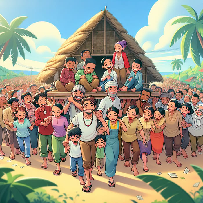 Heartwarming Bayanihan Cartoon: Filipinoes United in Community Spirit
