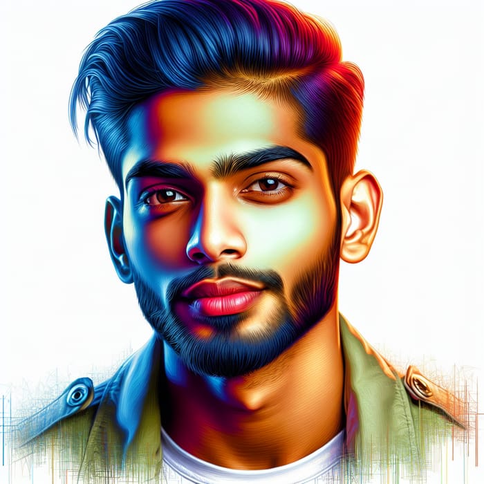 Vibrant Digital Painting of South Asian Male | Realistic Artwork