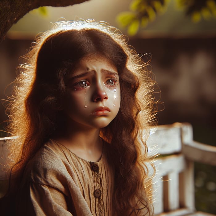 Captivating Image of a Tearful Middle-Eastern Girl