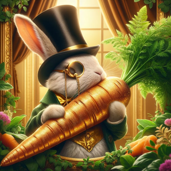 Affluent Bunny Indulging in Expensive Carrot
