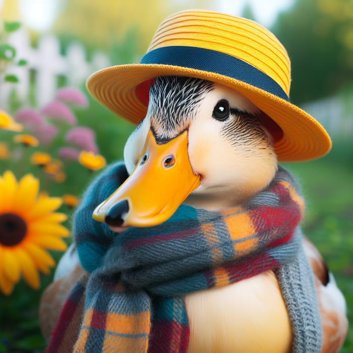 Duck with Yellow Hat - Cute Duck Image