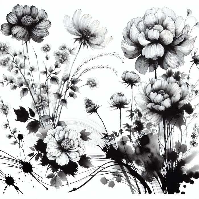 Floral Ink Traces: Artistic Expression | AI Art Generator | Easy-Peasy.AI