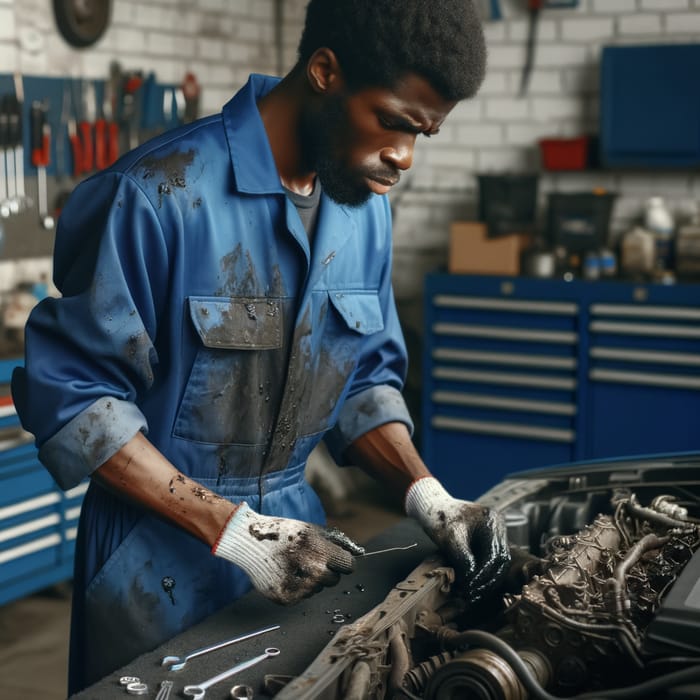 Skilled Black Mechanic at Work | Expert Car Repair Services