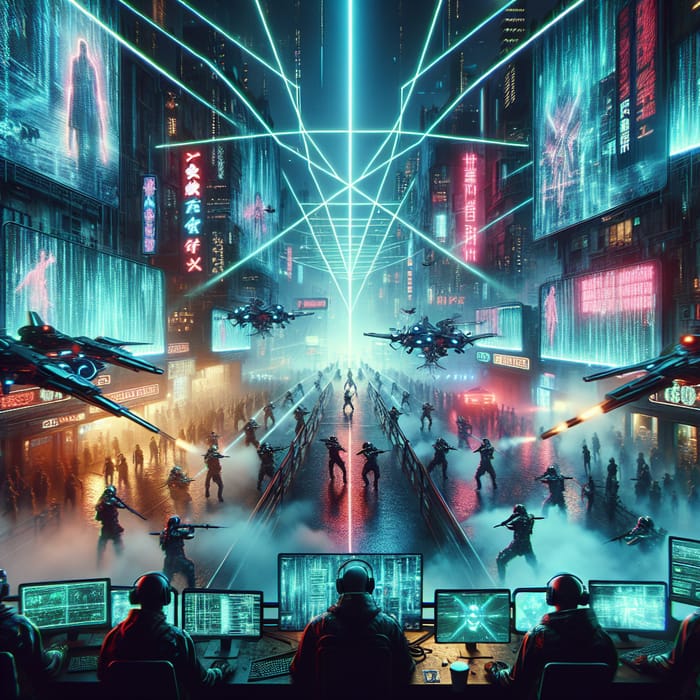 Virtual Reality War in Cyberpunk Future