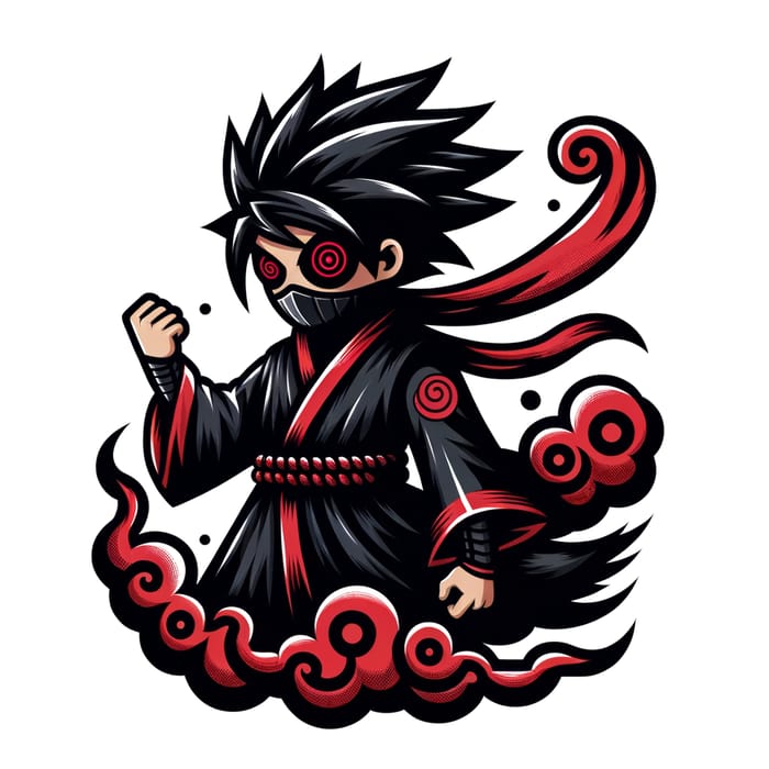 Dynamic Martial Artist - Black Spiked Hair & Red Eyes | Itachi Uchiha Mascot