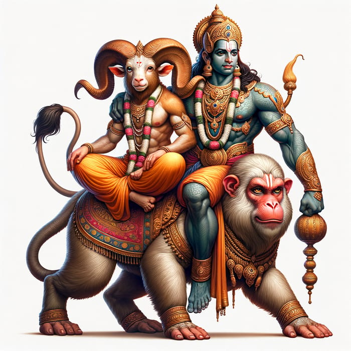 Ram and Hanuman: Mythological Spectacle with Epic Detail