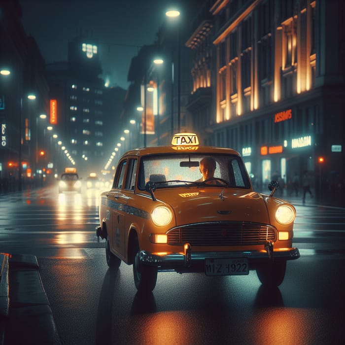 Night Taxi Scene - Captivating Urban View