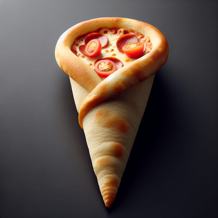 Delicious Cone-Shaped Pizza with Cheese and Pepperoni