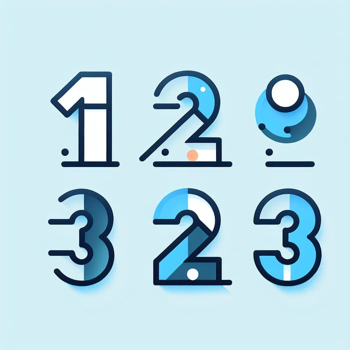 Blue Number Icons 1-3 in Shades of Blue