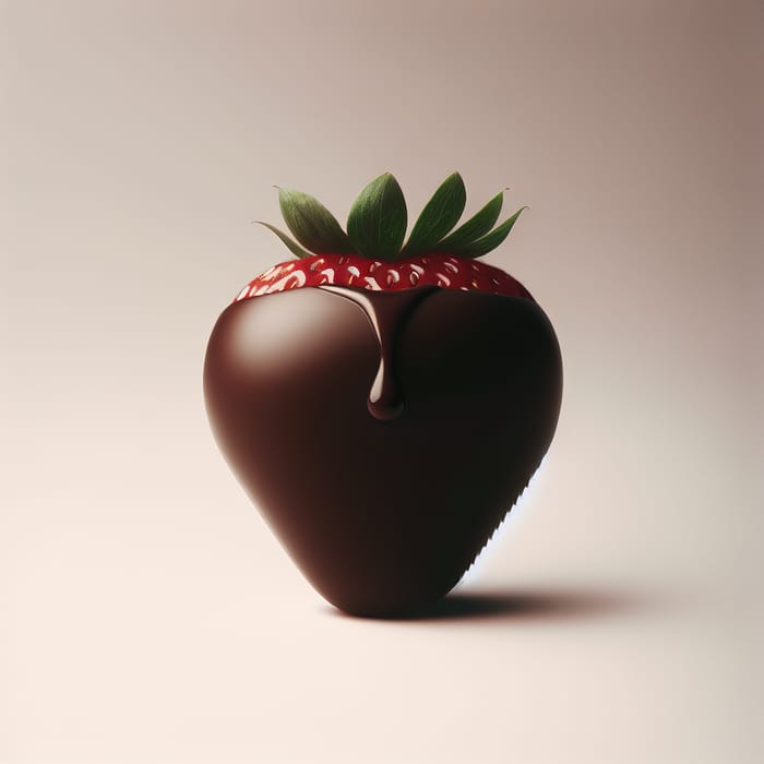 Minimalist Chocolate-Covered Strawberry with Dripping Droplet