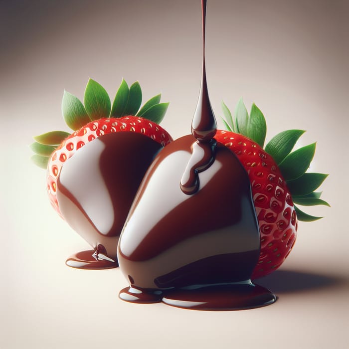 Minimalist Dark Chocolate Covered Strawberries with Dripping Drop