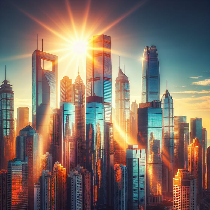 City Skyline With High-Rise Buildings | Sunny Day 4K Image
