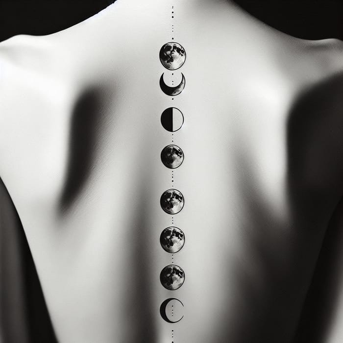 Spine Tattoo: Moon Phases in Minimalistic Style