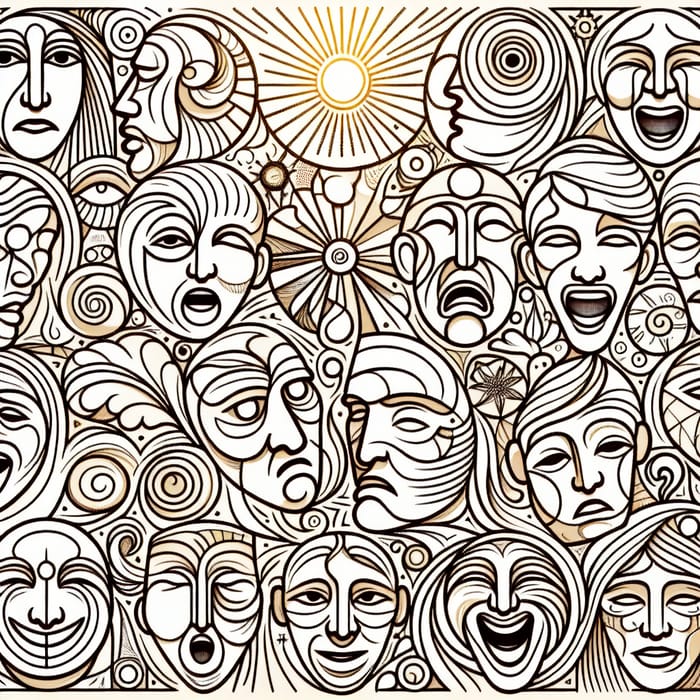 Abstract Human Emotions: Faces of Joy, Sadness, Surprise & More