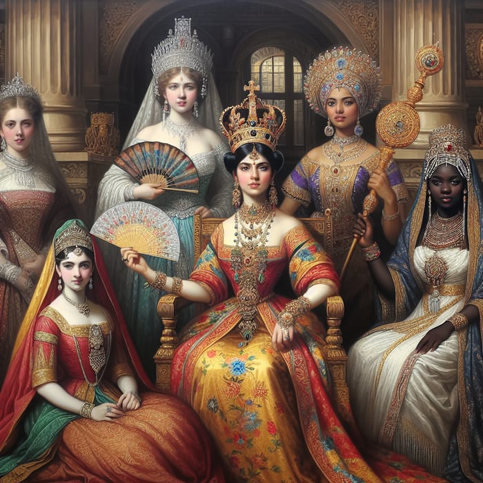Historical Queens Depicted in Ornate Attire