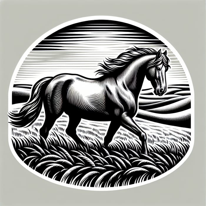 Elegant Black and White Horse T-Shirt Design