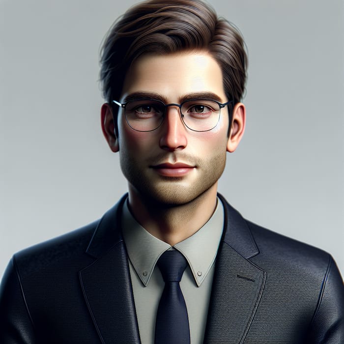 Realistic Adult Male Portrait with Professional Attire and Glasses