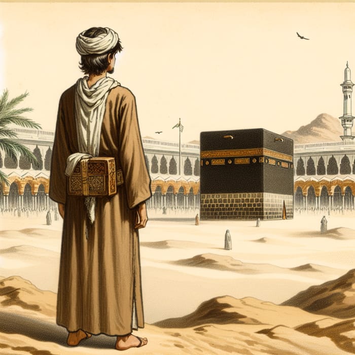 Youth Facing Kaaba in Pre-Islamic Era
