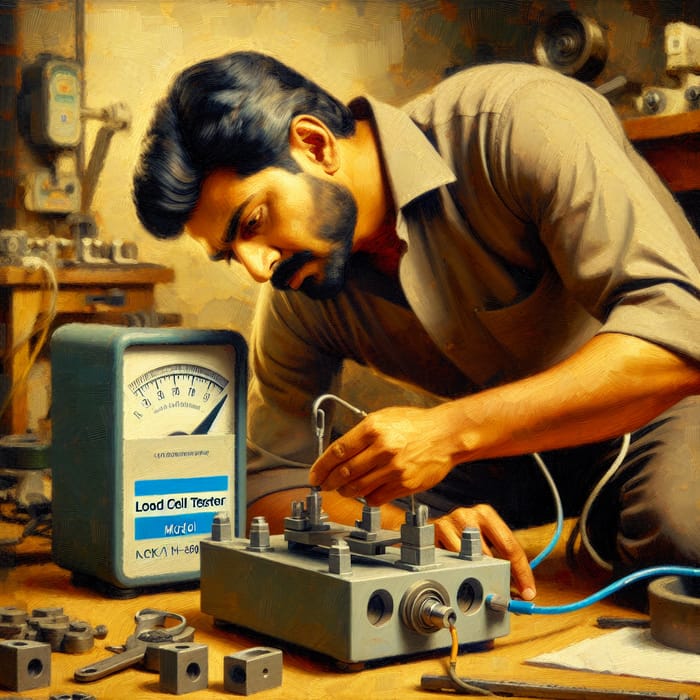 South Asian Technician Testing Load Cell with LCT-Ultimate