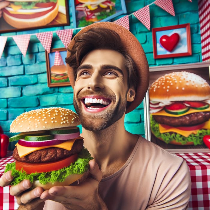 Person Who Loves Hamburgers Enjoying Delicious Burger