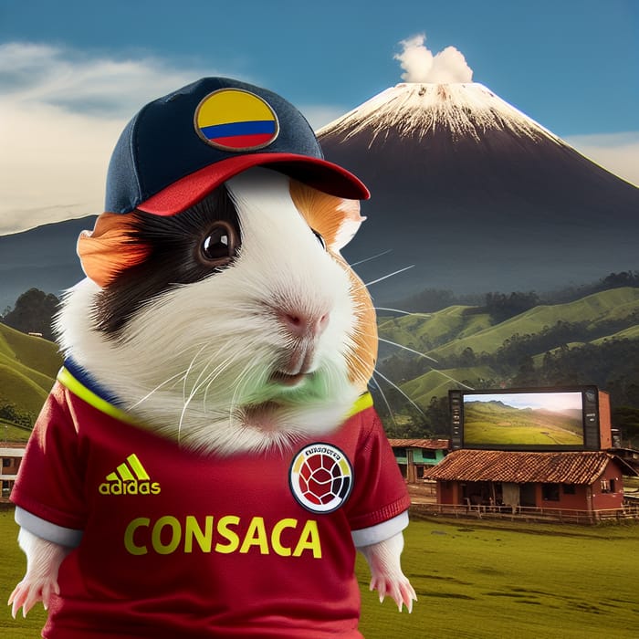 Guinea Pig in Colombian Football Team Uniform with CONSACA Shirt
