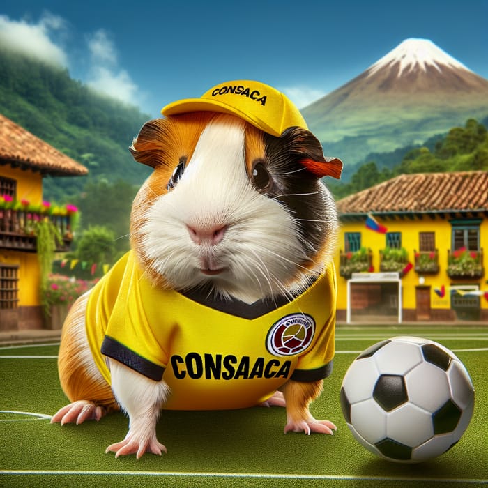Guinea Pig in Colombian Soccer Jersey | Active Football Player