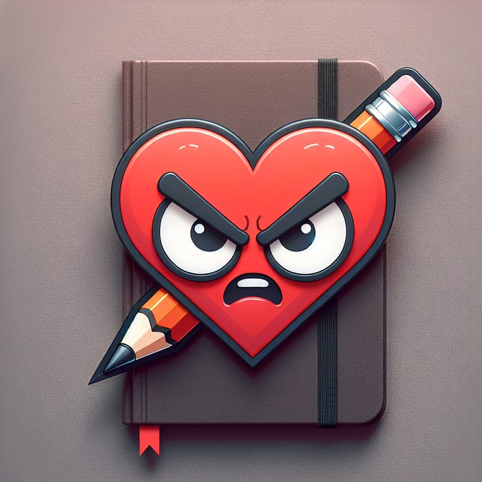 Pixar Style Heart with Pencil Design
