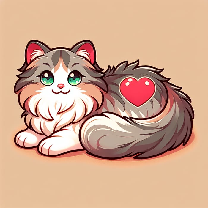 Cat with Big Heart | Adorable Fluffy Feline Image