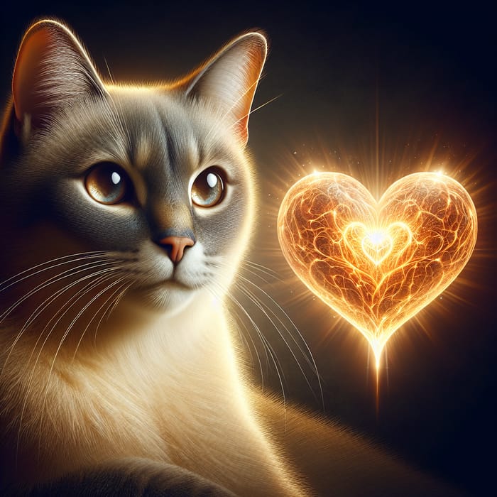 Realistic Cat with a Big Heart: Capturing Affection in Detail