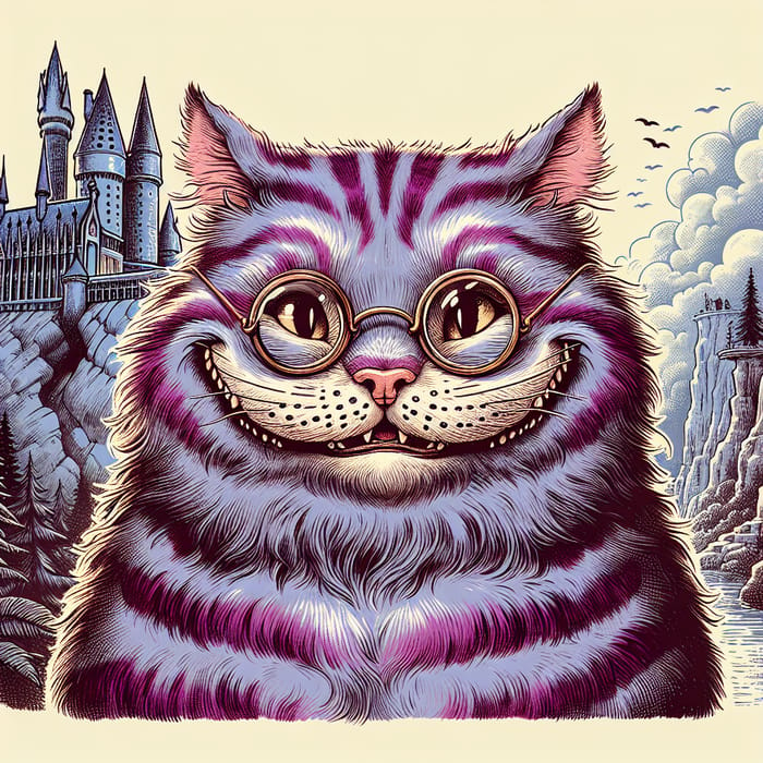 Cheshire Cat in Harry Potter World with Glasses