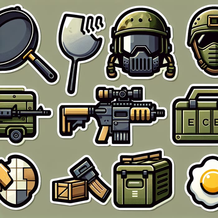 Pubg Mobile Inspired Sticker Set | Military-themed Designs