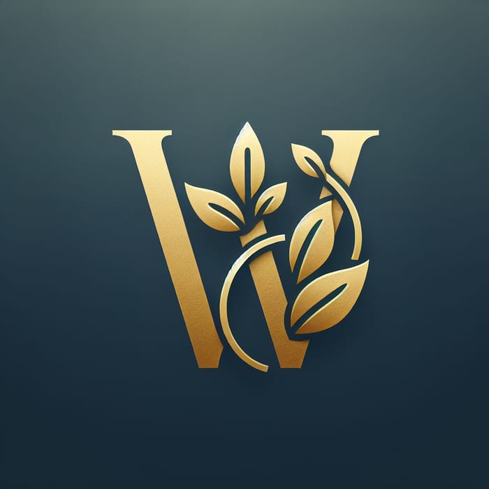 Elegant Minimalist Logo: Golden 'W' with Leaf Design