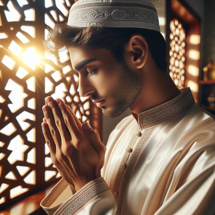Man Bowing in Prayer - Tranquil Light Devotion