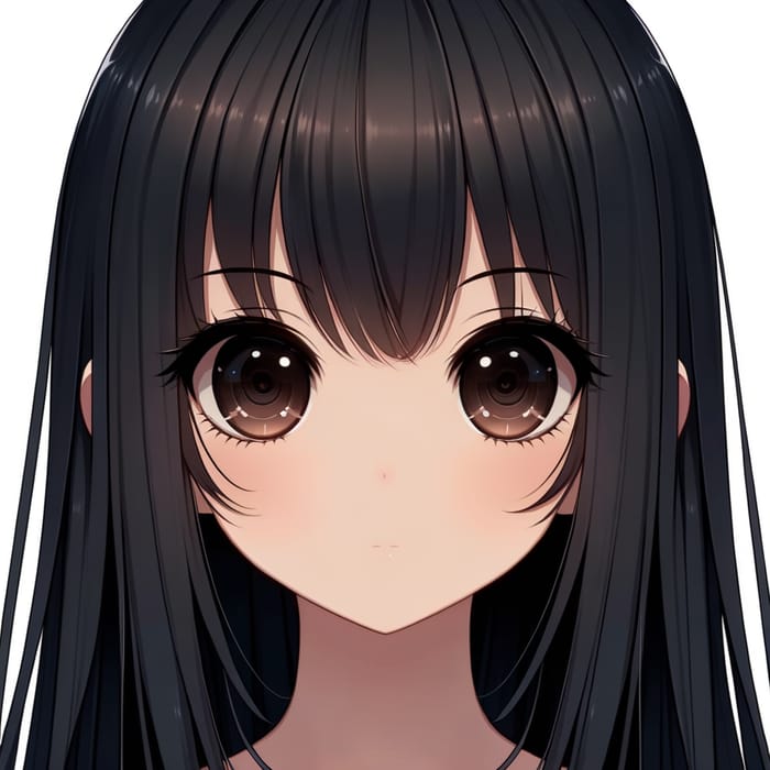 Captivating Anime Girl with Long Black Hair and Dark Brown Eyes