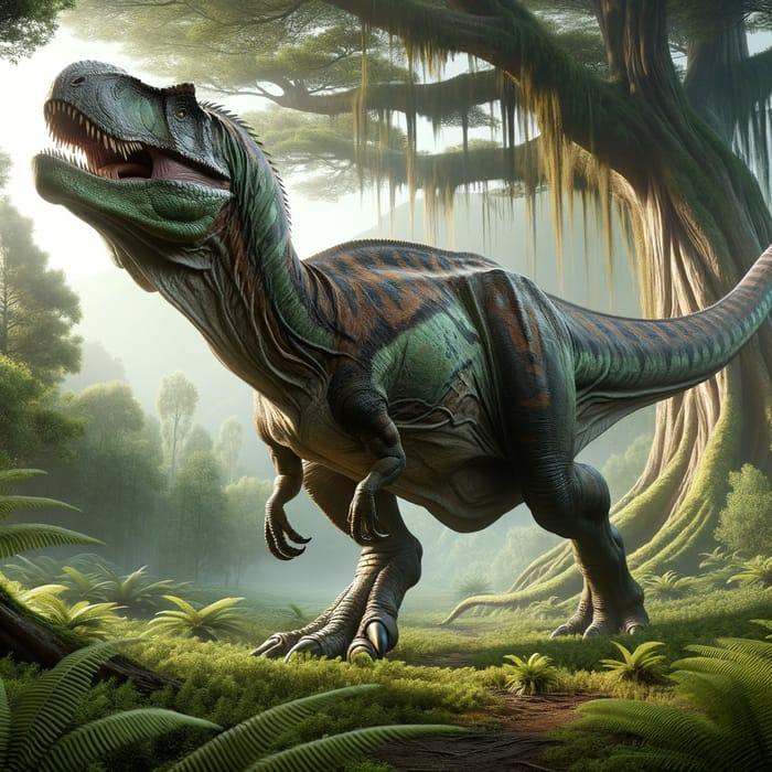 Mesozoic Dinosaur in Ancient Ferns & Forests Habitat
