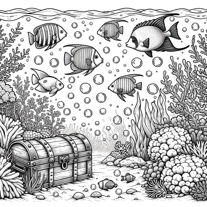Under the Sea Coloring Page with Fish
