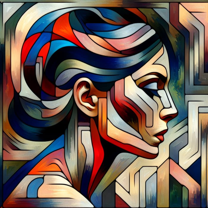 Abstract Woman in Acueroticon Style | Oil on Canvas Art
