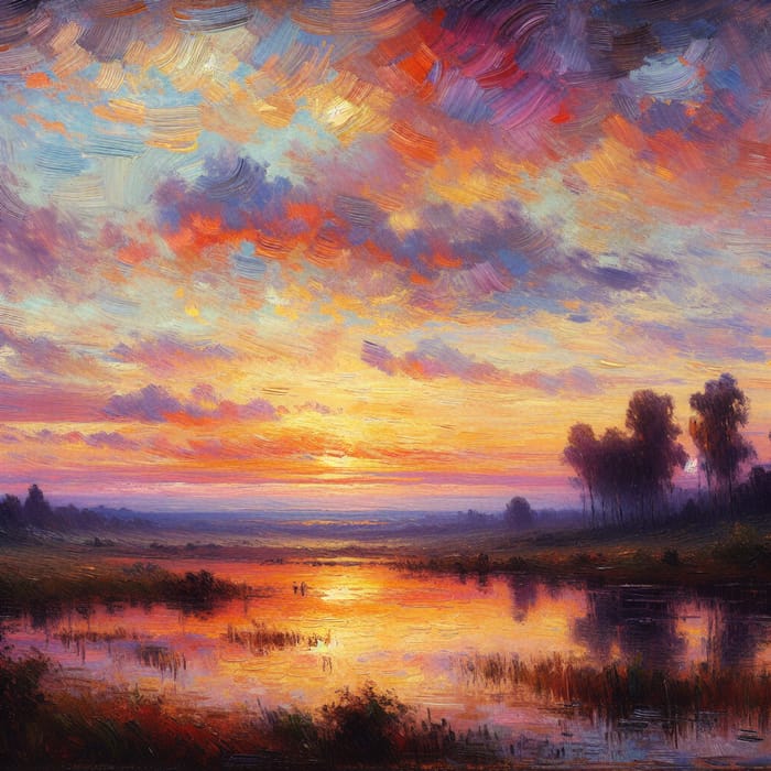 Impressionist Sunset Painting | Serene Colors & Fading Light
