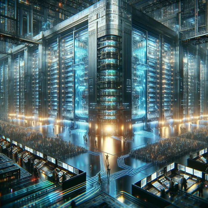Futuristic Data Center in Cyberpunk Setting