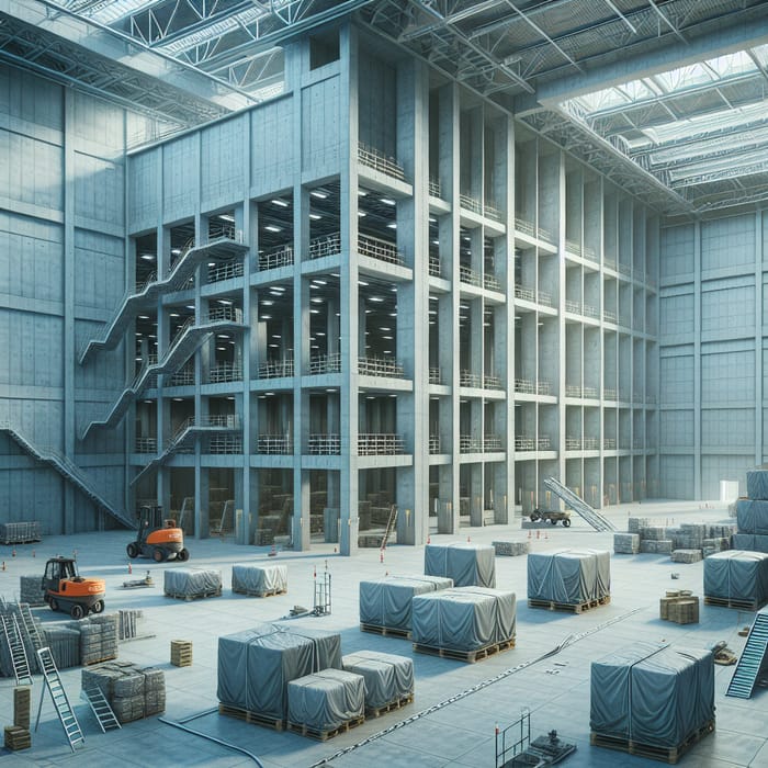 Clean and Modern Concrete Warehouse Construction Site