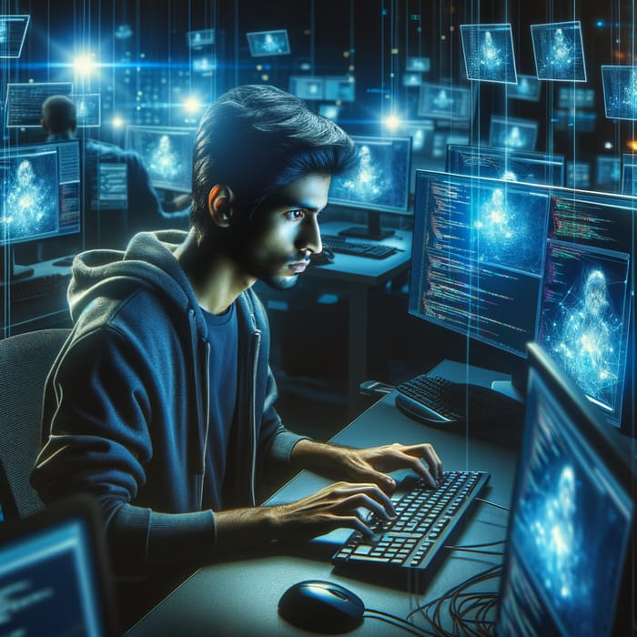 Dark Room Hacker Programming in High-Tech Environment