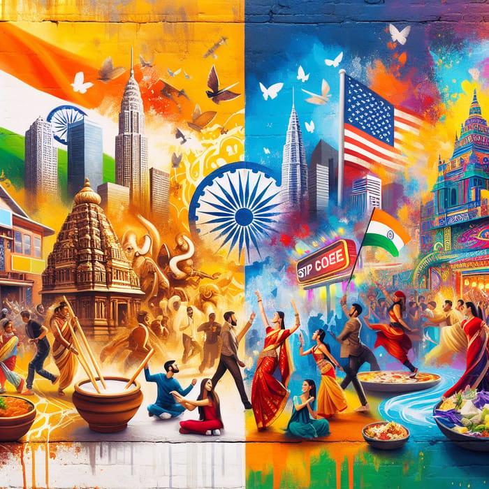 Cultural Fusion: India-America Vibrant Imagery