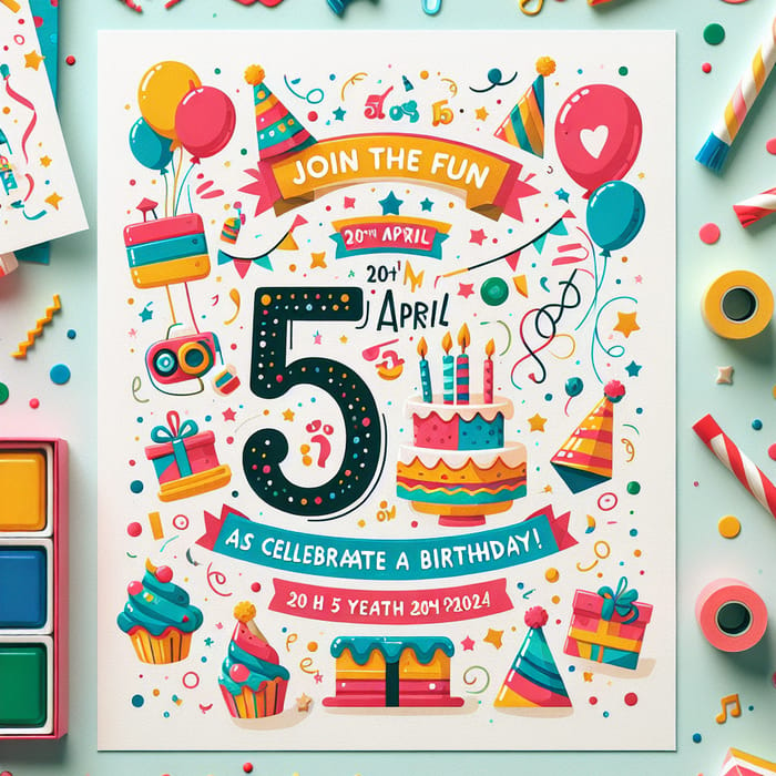 Festive 5th Birthday Invitation | Toy & Cake Fun on 20th April 2024