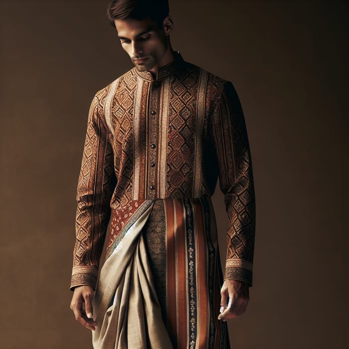 Indian Man Stylishly Adorned in Traditional Attire