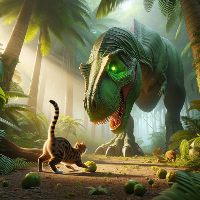 Dinosaur and Cat: Unlikely Jungle Friends