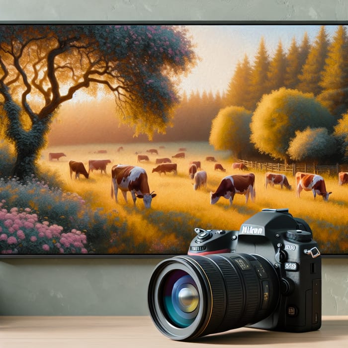 Enchanting Countryside Landscape with Grazing Cows | Artistic Impression