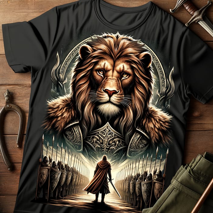 Powerful Warrior Lion T-Shirt Design | Epic Battle Scene